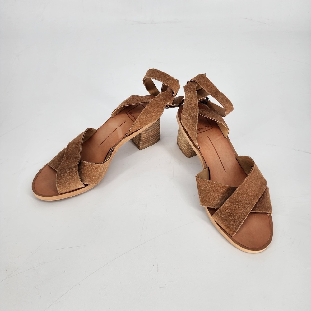 Dolce Vita Sued Blocked Heel Strappy Sandals 6.5M Minimalist Casual Party Comfy